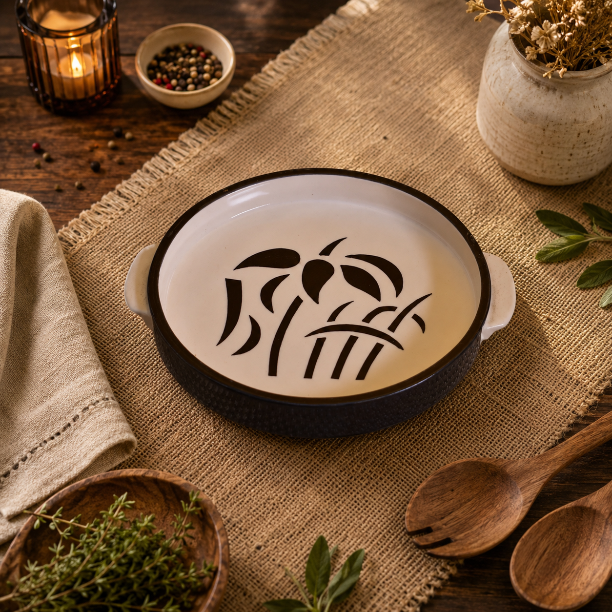 KunhaR Ceramic Snacks Serving Tray, Pizza Plate - 1 Piece, White Tree, 10 Inch
