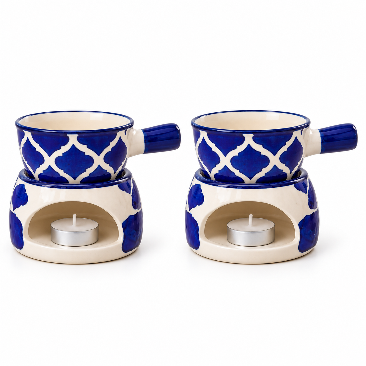 KunhaR Ceramic Aroma Diffuser and Oil Burner Pack of 2, 180 ML, Multi-Purpose Fondue for Essential Oils, Camphor and Wax Melts, Home Office Meditation Use (Blue) - Image 5