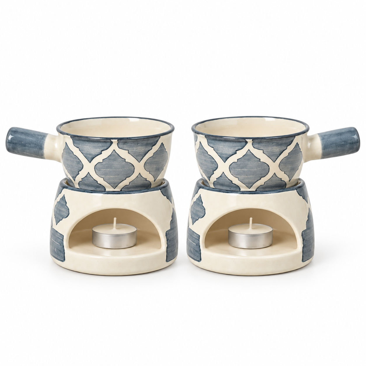 KunhaR Ceramic Aroma Diffuser and Oil Burner Pack of 2, 180 ML, Multi-Purpose Fondue for Essential Oils, Camphor and Wax Melts, Home Office Meditation Use (Grey) - Image 5