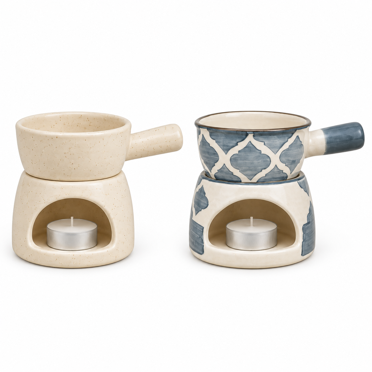 KunhaR Ceramic Aroma Diffuser and Oil Burner Pack of 2, 180 ML, Multi-Purpose Fondue for Essential Oils, Camphor and Wax Melts, Home Office Meditation Use (White & Grey) - Image 5