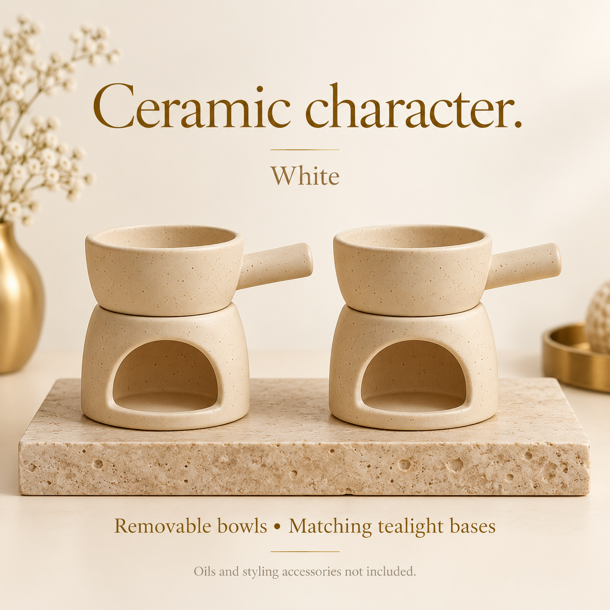 KunhaR Ceramic Aroma Diffuser and Oil Burner Pack of 2, 180 ML, Multi-Purpose Fondue for Essential Oils, Camphor and Wax Melts, Home Office Meditation Use (White) - Image 4