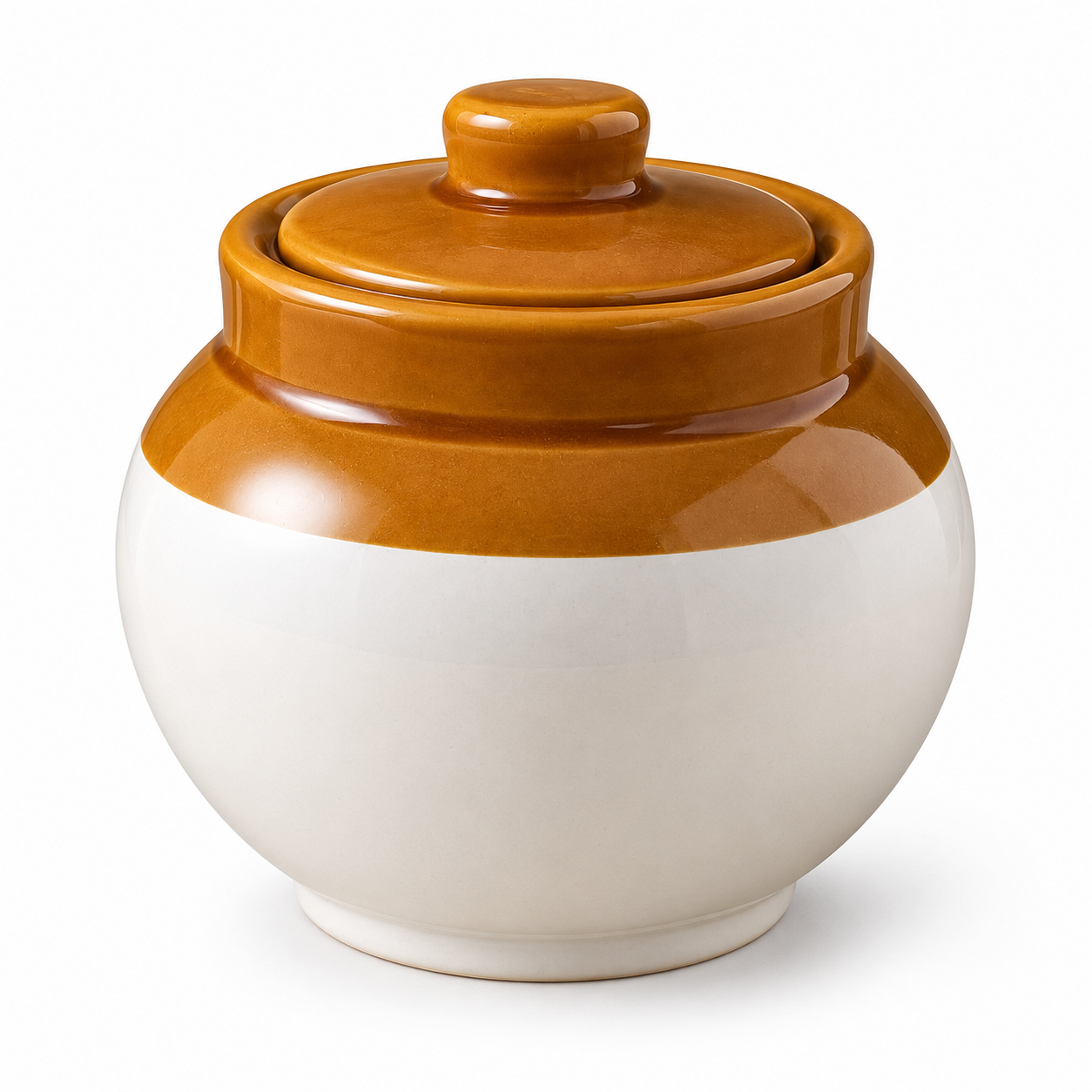 KunhaR Ceramic Storage Jar with Lid, 400 ml, 1 Piece, White and Brown Barni for Pickles, Spices, Salt and Sugar - Image 5