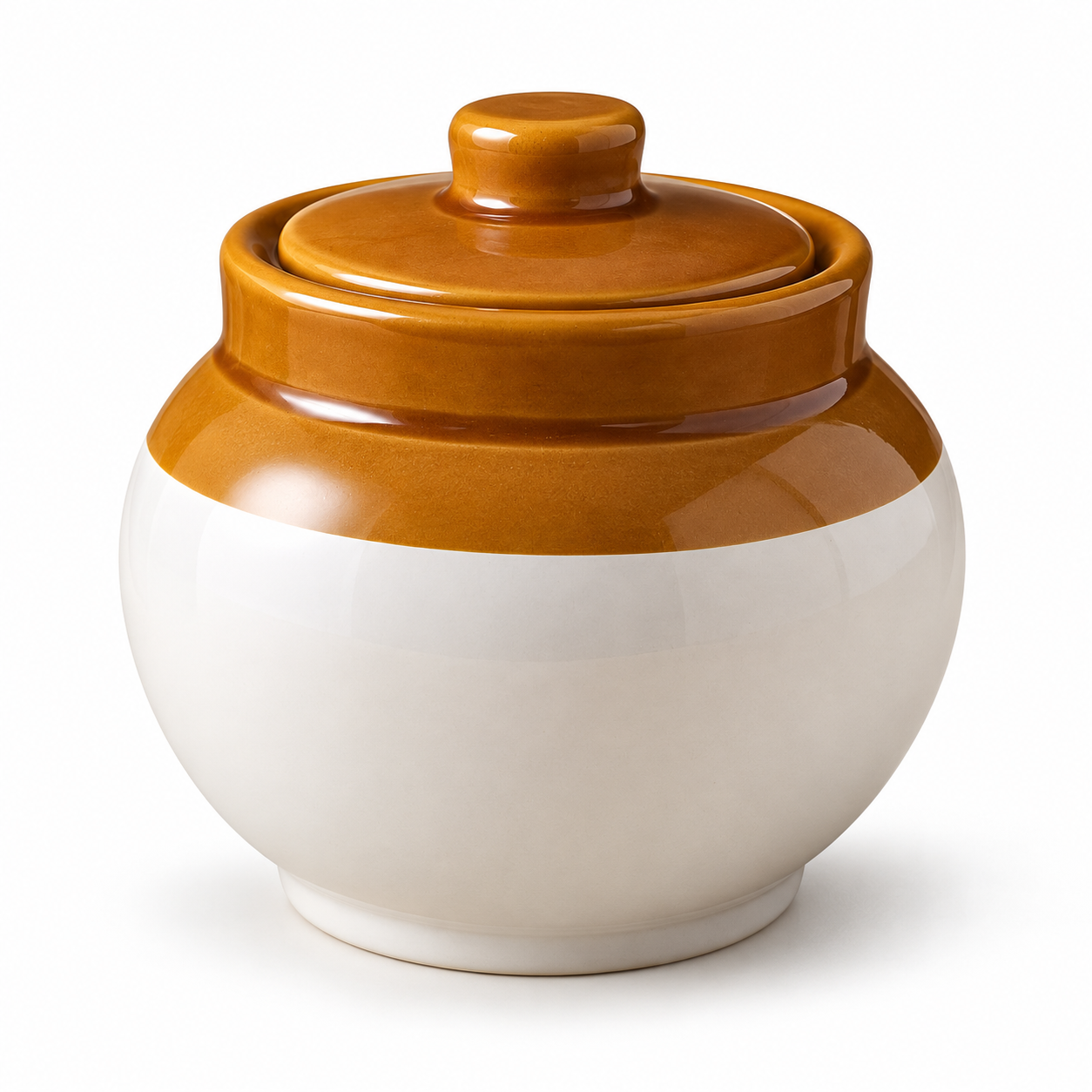 KunhaR Ceramic Storage Jar with Lid, 750 ml, 1 Piece, White and Brown Barni for Pickles, Spices, Salt and Sugar - Image 5