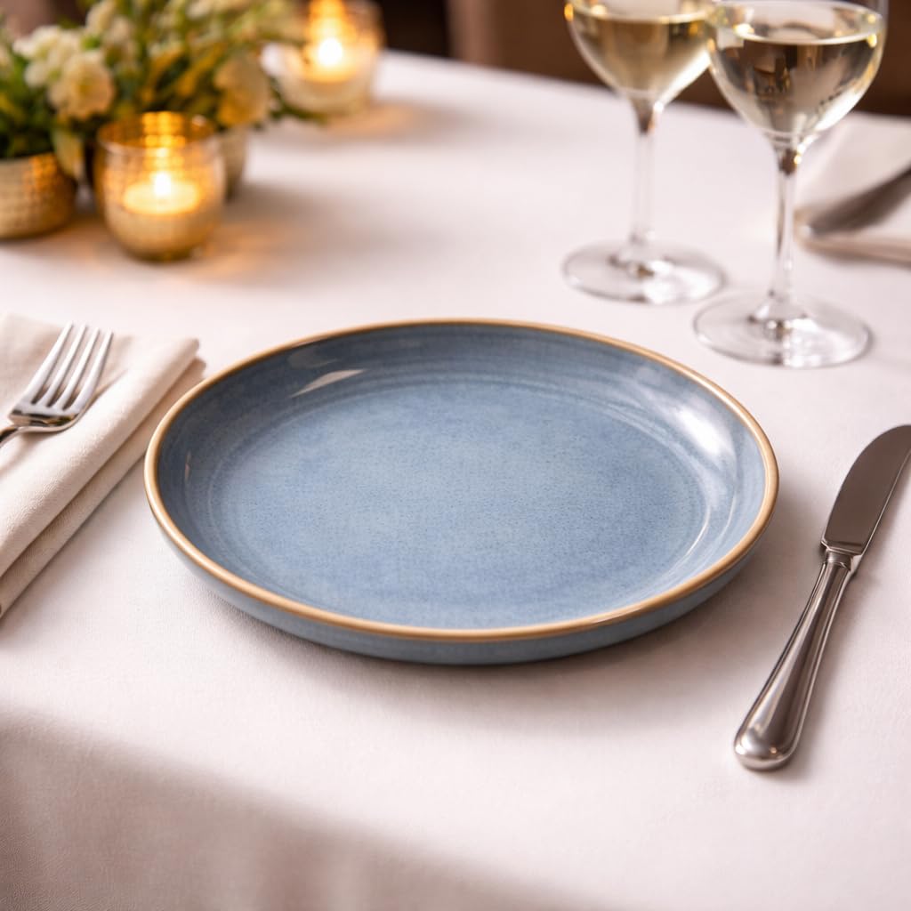 Kunhar Ceramic Dinner Plate 10 Inch | Sage Green Rustic Finish | Premium Glazed Stoneware | Microwave & Dishwasher Safe, Pack of 1