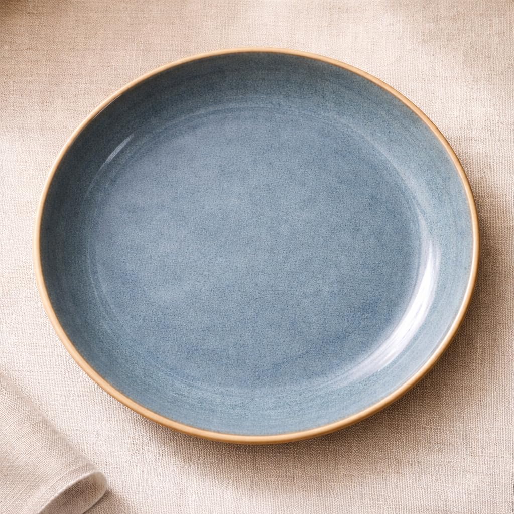 Kunhar Ceramic Dinner Plate 10 Inch | Sage Green Rustic Finish | Premium Glazed Stoneware | Microwave & Dishwasher Safe, Pack of 1 - Image 3