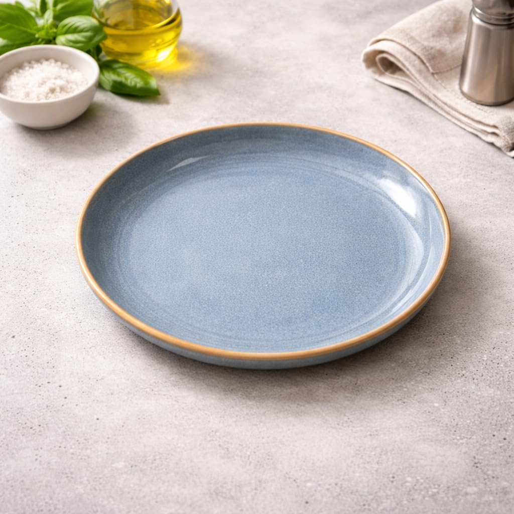 Kunhar Ceramic Dinner Plate 10 Inch | Sage Green Rustic Finish | Premium Glazed Stoneware | Microwave & Dishwasher Safe, Pack of 1 - Image 5