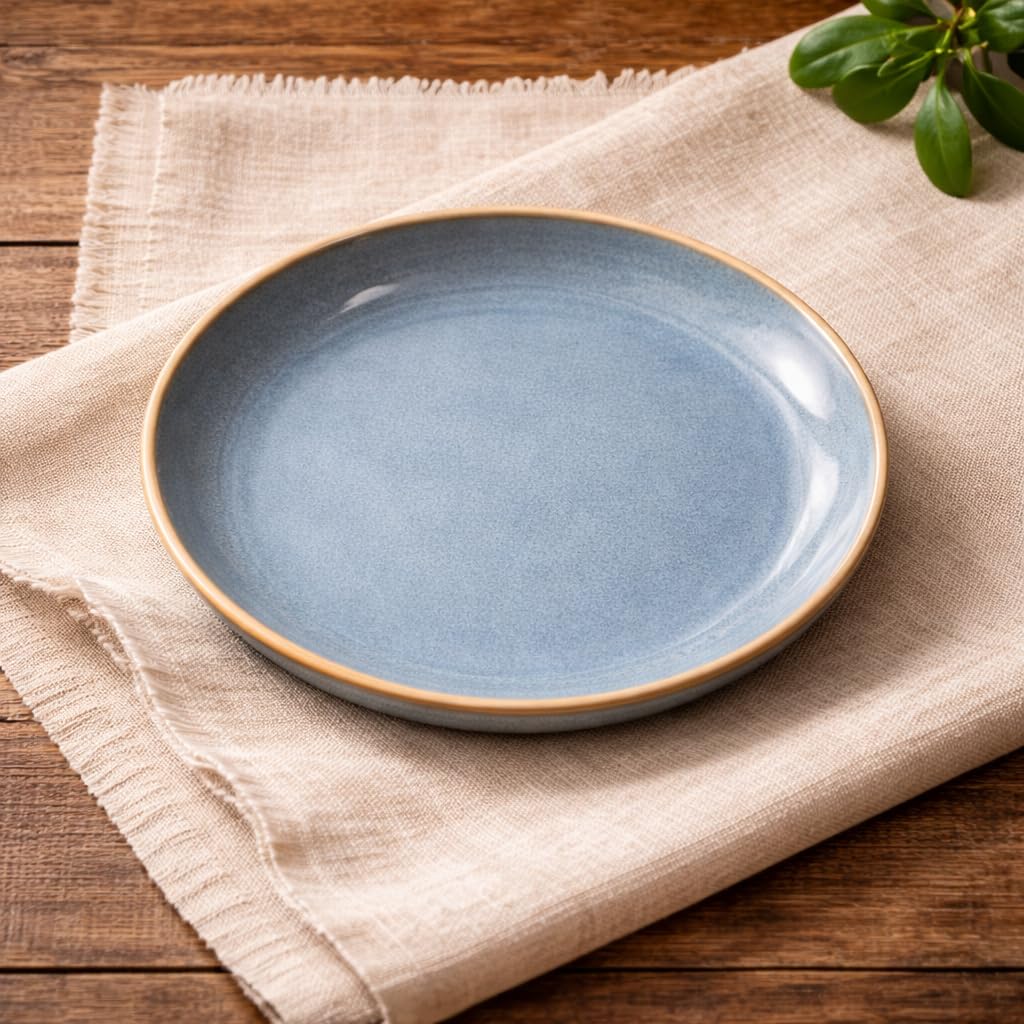 Kunhar Ceramic Dinner Plate 10 Inch | Sage Green Rustic Finish | Premium Glazed Stoneware | Microwave & Dishwasher Safe, Pack of 1 - Image 6