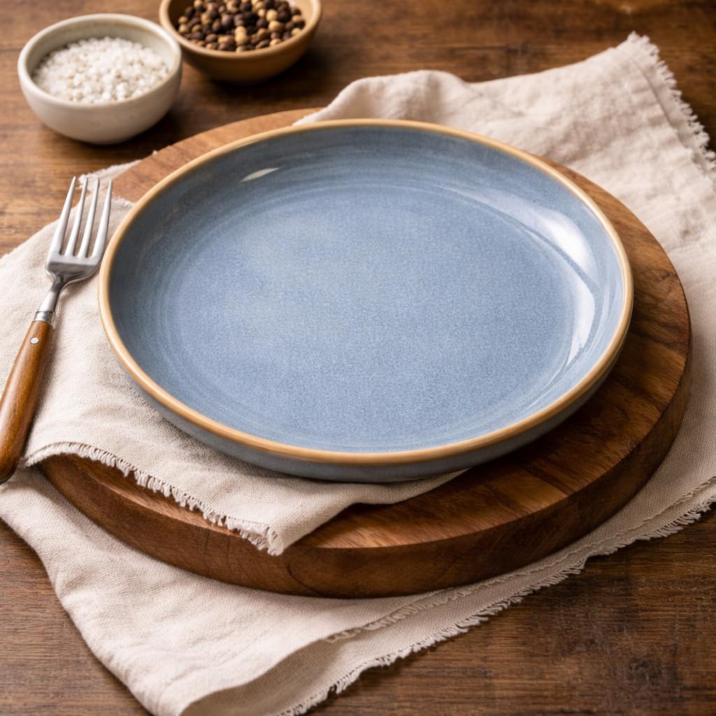 Kunhar Ceramic Dinner Plate 10 Inch | Sage Green Rustic Finish | Premium Glazed Stoneware | Microwave & Dishwasher Safe, Pack of 1 - Image 9