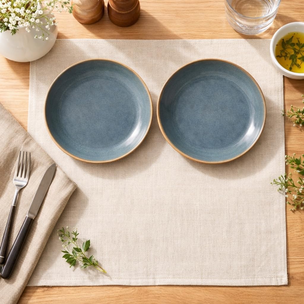 Kunhar Ceramic Quarter Plates Set of 2, 7 Inch | Sage Green Rustic Finish | Premium Glazed Stoneware | Microwave & Dishwasher Safe | Side Plates for Snacks, Starters, Dessert & Breakfast