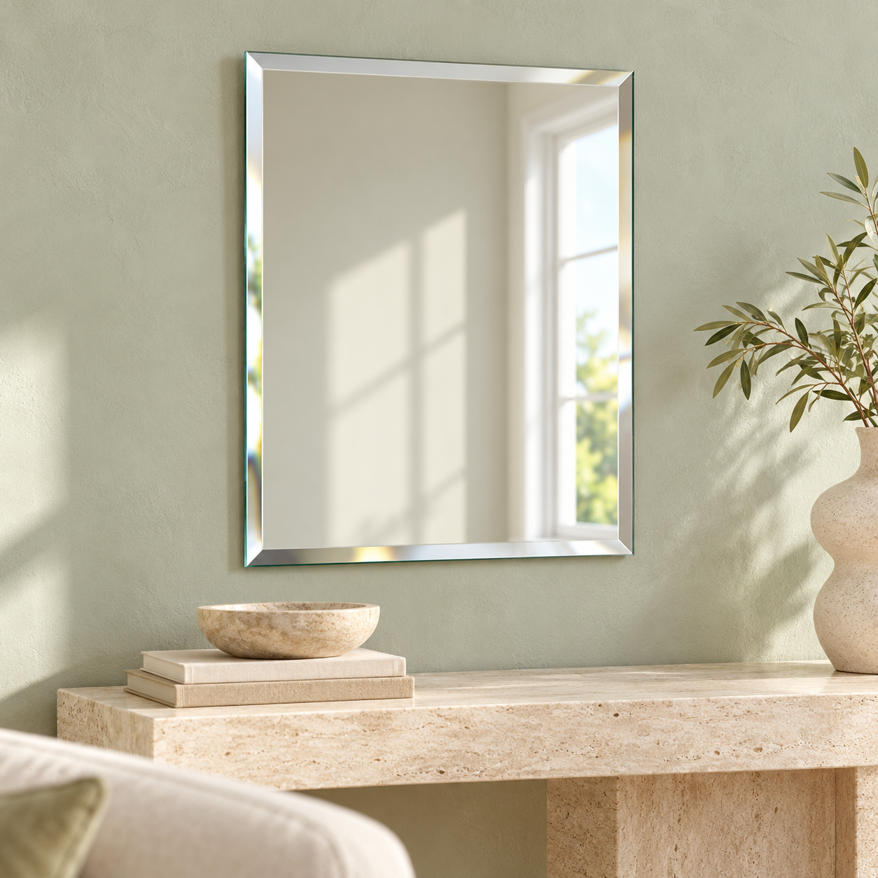 Kunhar Glass Frameless Rectangular Wall Mirror, 12 X 15 Inch, 1 Piece, Unframed
