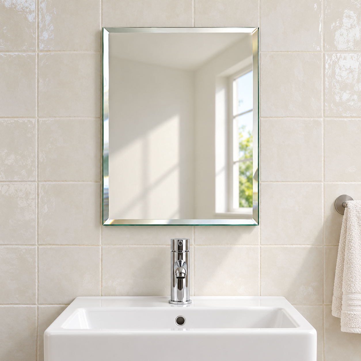 Kunhar Glass Frameless Rectangular Wall Mirror, 12 X 15 Inch, 1 Piece, Unframed - Image 3