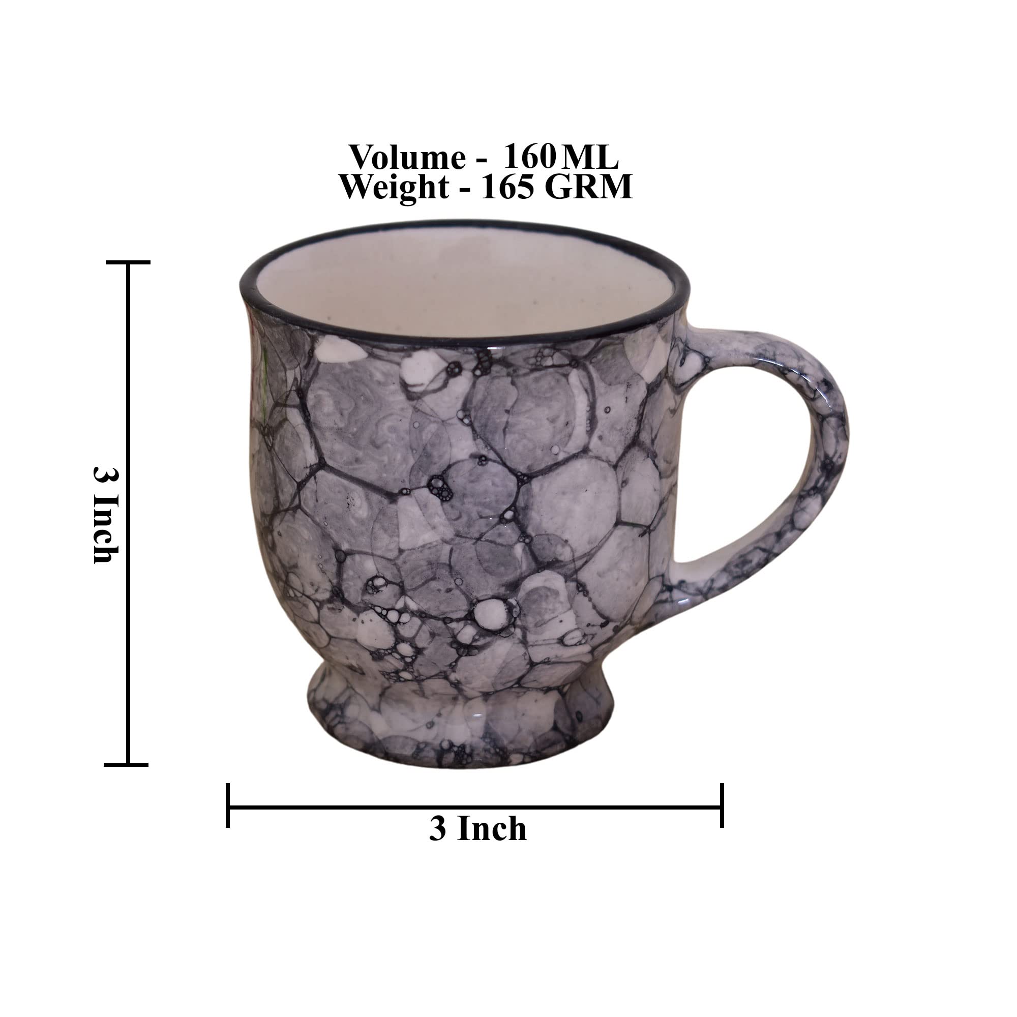 Kunhar Ceramic Tea Cup - 160 Ml, 6 Pieces, Blue Luster - Image 2