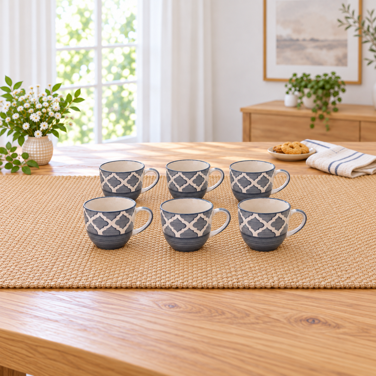 Kunhar Ceramic Tea Cup - 150 Ml, 6 Pieces, Grey