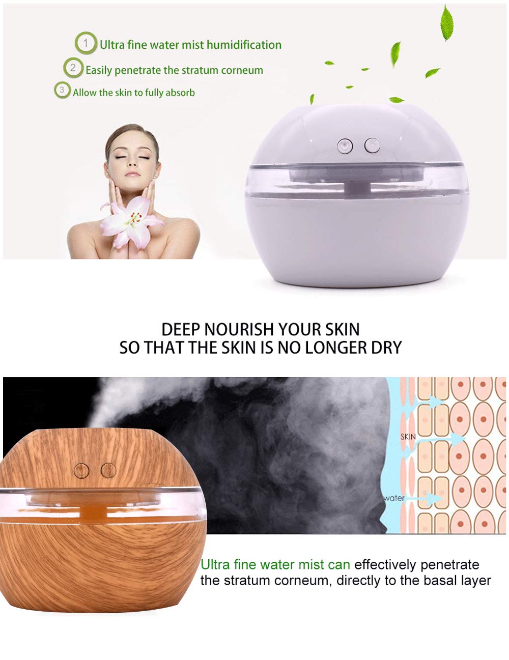 KunhaR Ultrasound Atomization Humidifiers | Air Mist Atomizer Purifier Diffuser | Air Humidifier | Humidifier for Aromatherapy