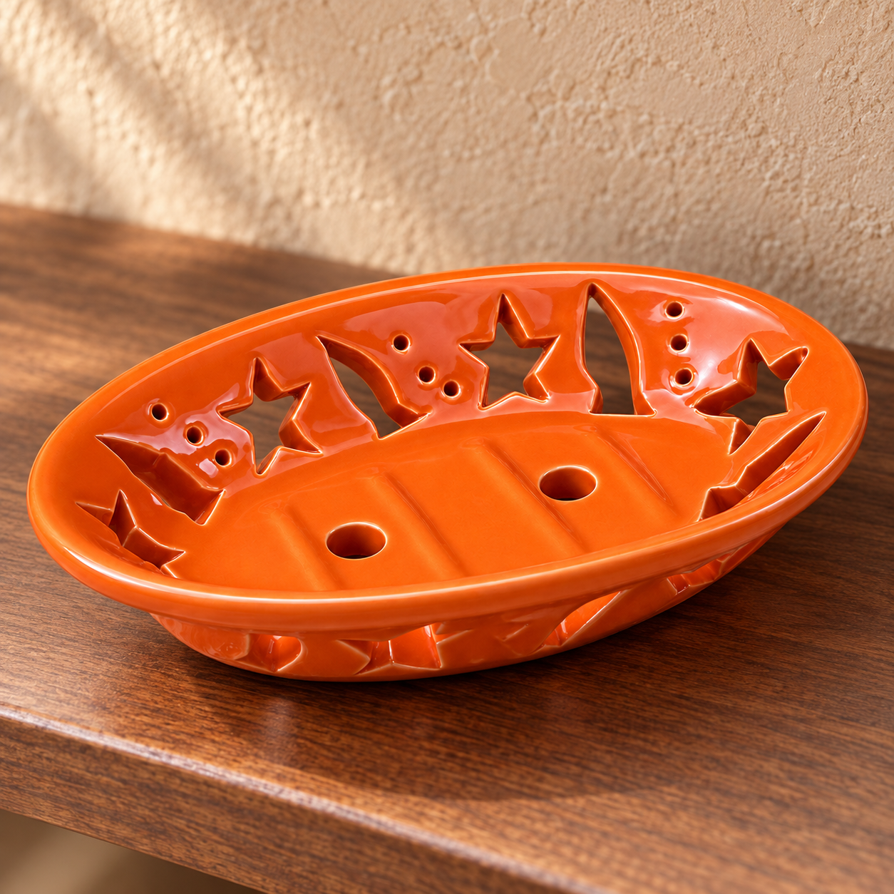 KunhaR Ceramic Soap Dish Holder, Orange | Draining Soap Tray for Bathroom, Kitchen Sink & Wash Basin, 1 Piece - Image 6
