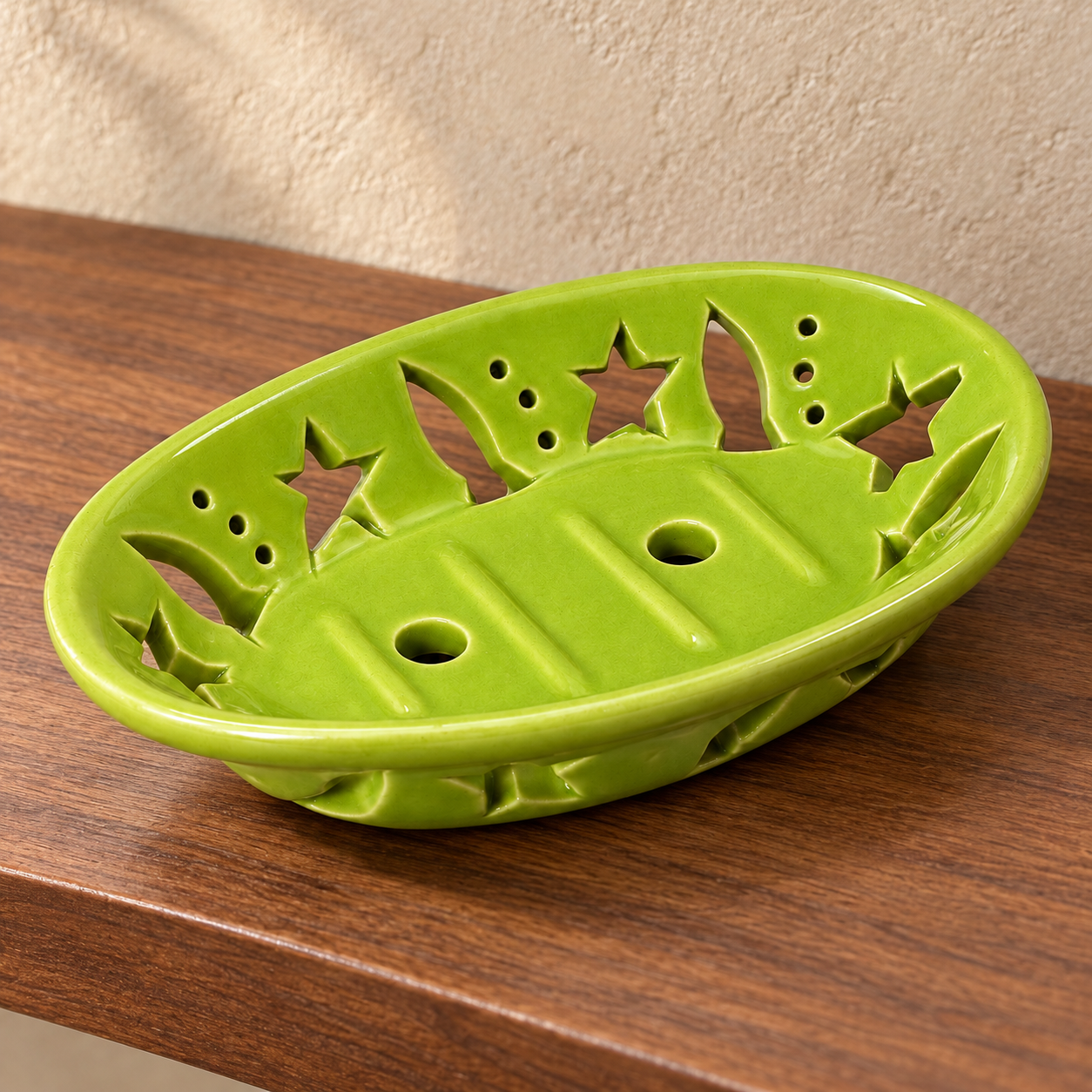 KunhaR Ceramic Soap Dish Holder, Green | Draining Soap Tray for Bathroom, Kitchen Sink & Wash Basin, 1 Piece - Image 5