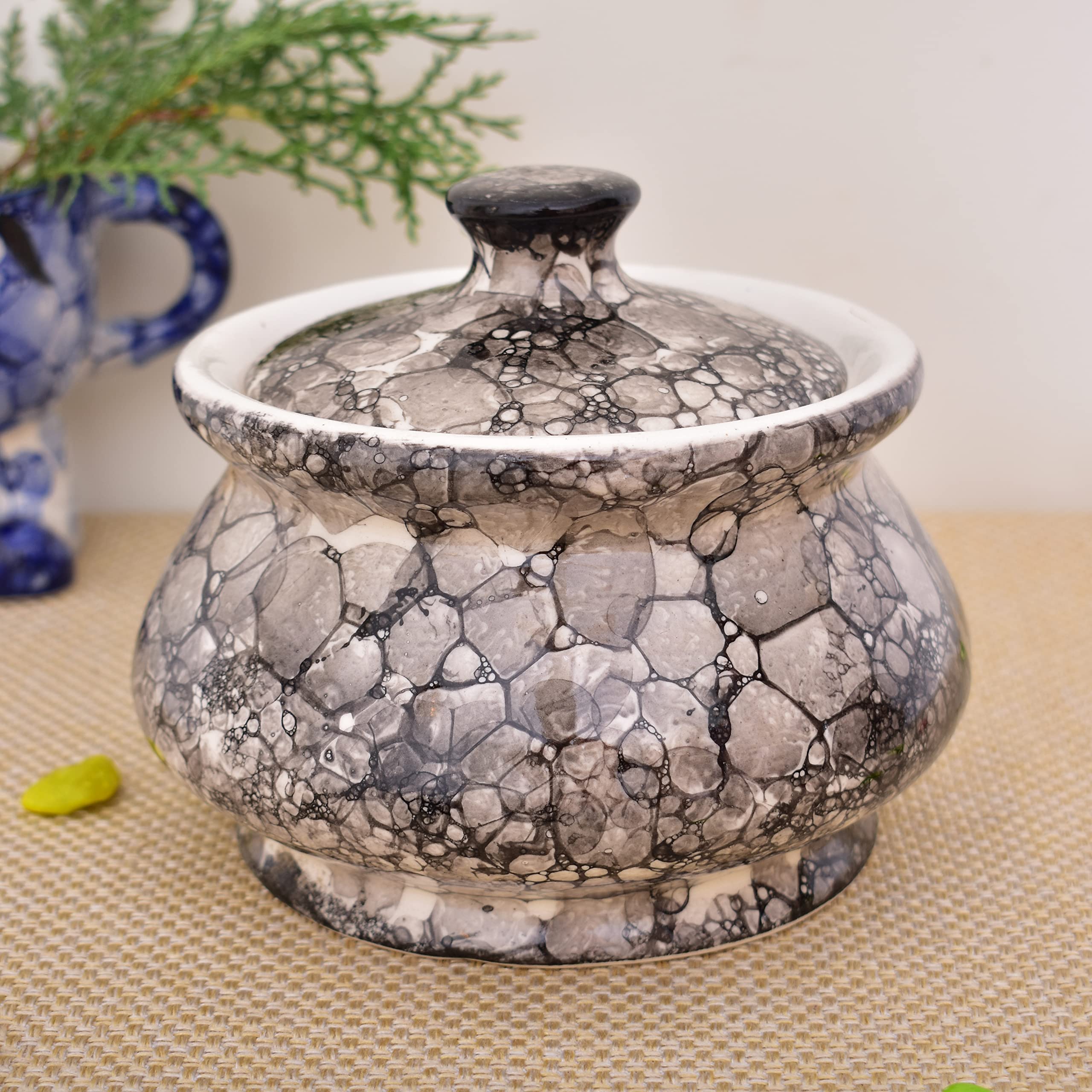 KunhaR Ceramic Handi (600 Ml), Gray — product view 3