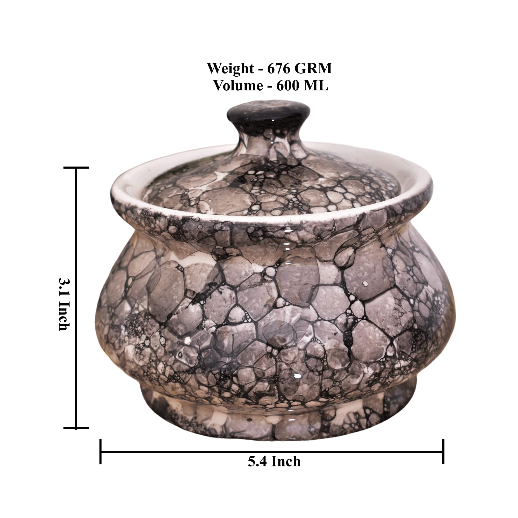 KunhaR Ceramic Handi (600 Ml), Blue Luster — product view 2