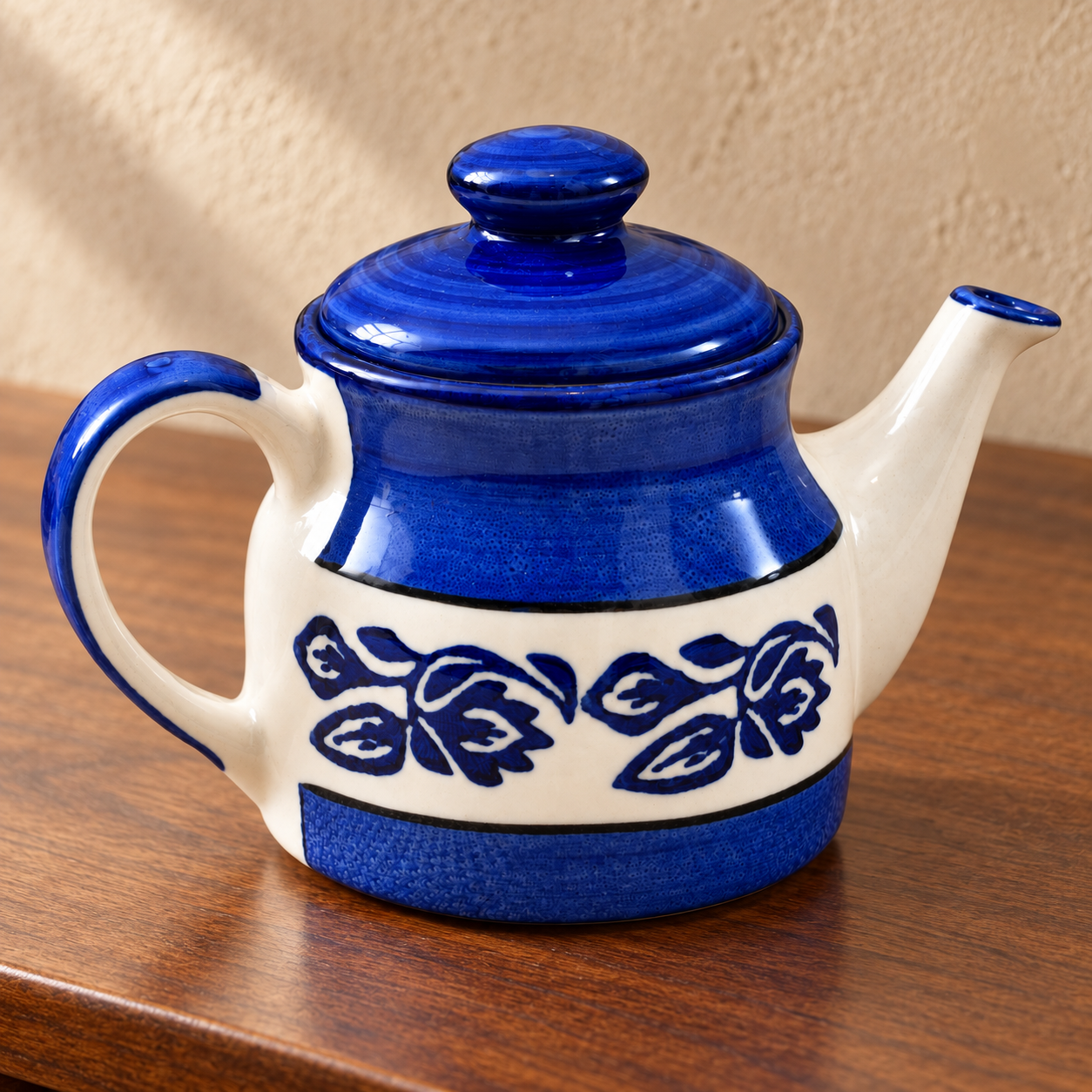 KunhaR Ceramic Teapot with Lid, 300 ml, Blue | Tea & Coffee Serving Pot for Kitchen, Dining & Gifting, 1 Piece - Image 2