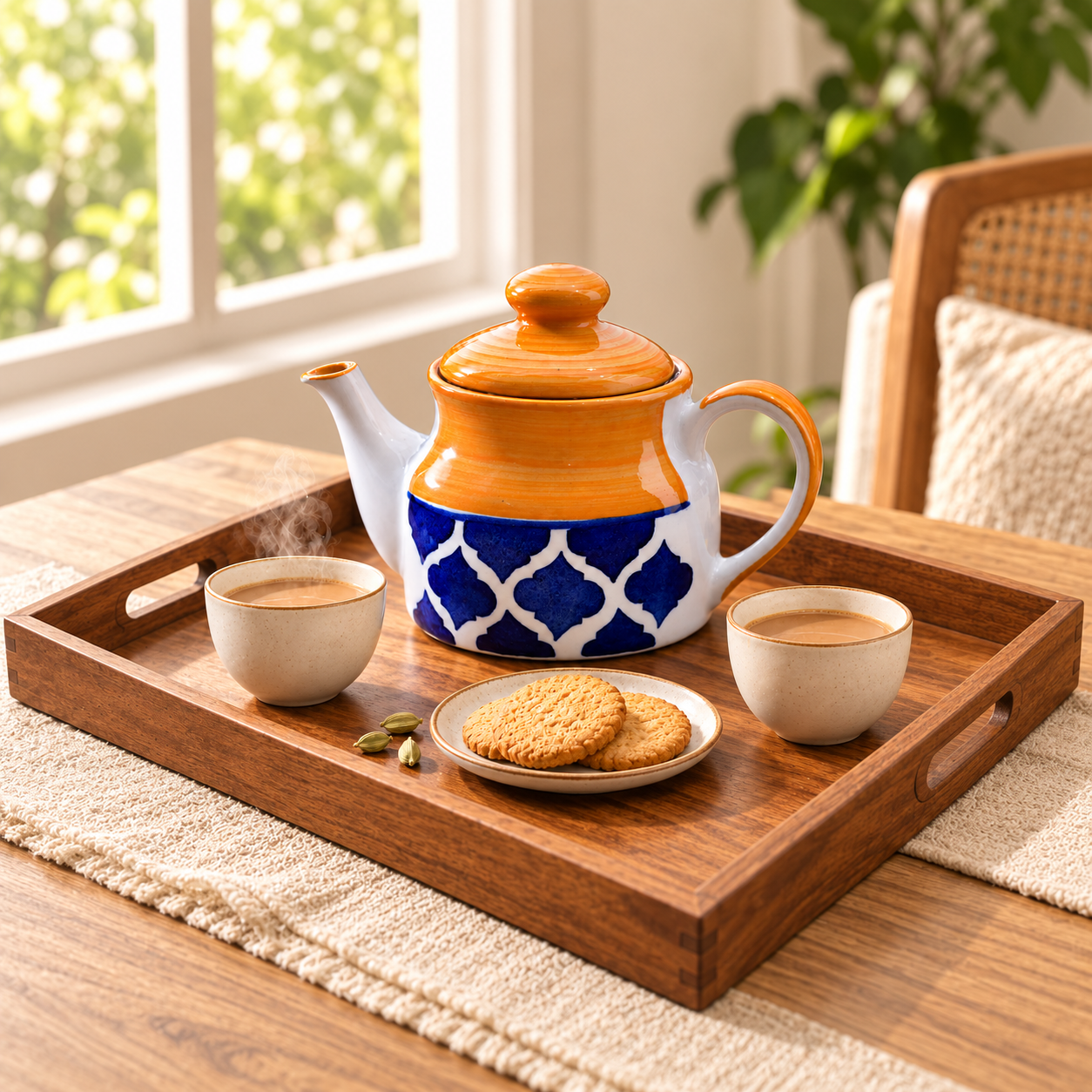 KunhaR Ceramic Teapot with Lid, 650 ml, Yellow Blue | Tea & Coffee Serving Pot for Kitchen & Dining, 1 Piece - Image 4
