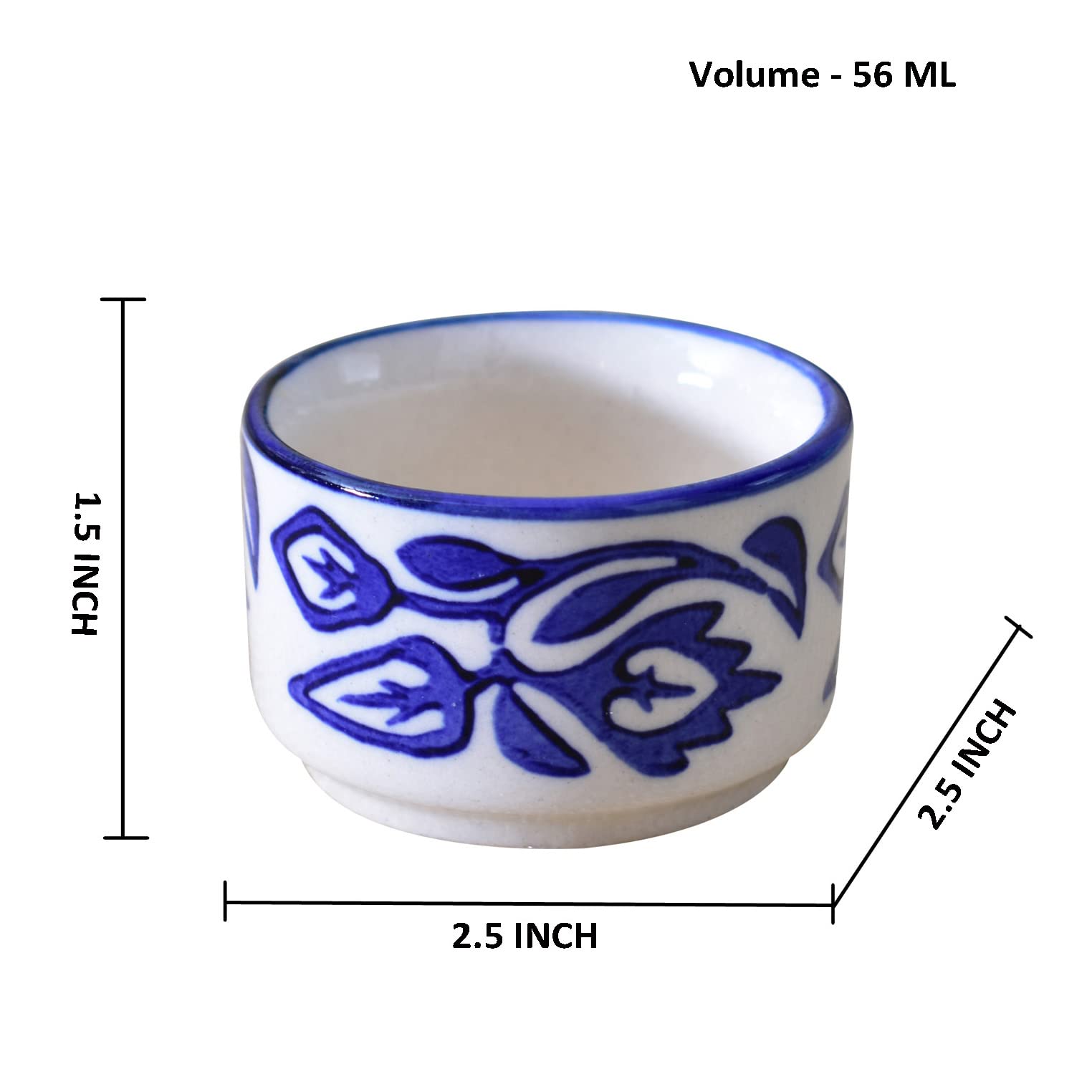 Kunhar Ceramic Sauce Holder - 56 ML, 6 Pieces, Blue - Image 2