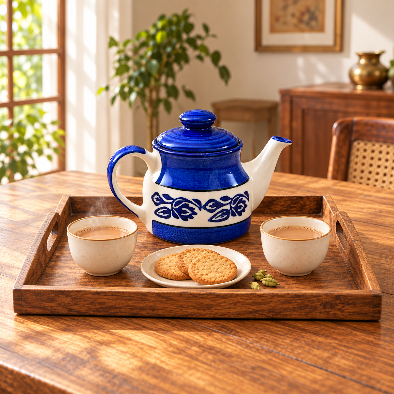 KunhaR Ceramic Teapot with Lid, 650 ml, Blue | Tea & Coffee Serving Pot for Kitchen, Dining & Gifting, 1 Piece - Image 5