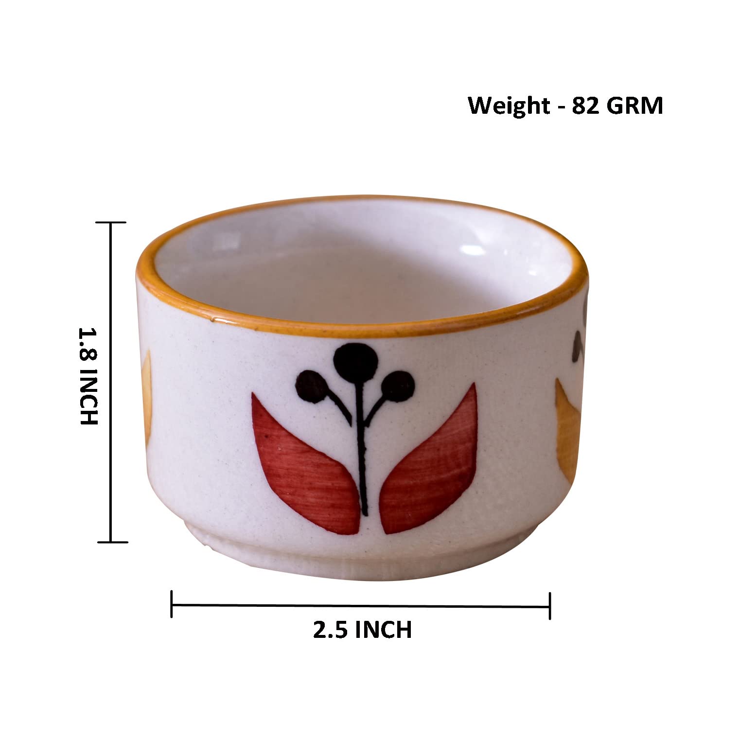 Kunhar Ceramic Sauce Holder - 56 ML, 6 Pieces, White Yellow - Image 2