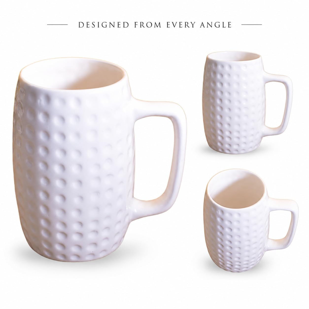 Kunhar Ceramic Beer Mug, 2 Pieces 800 ml, White