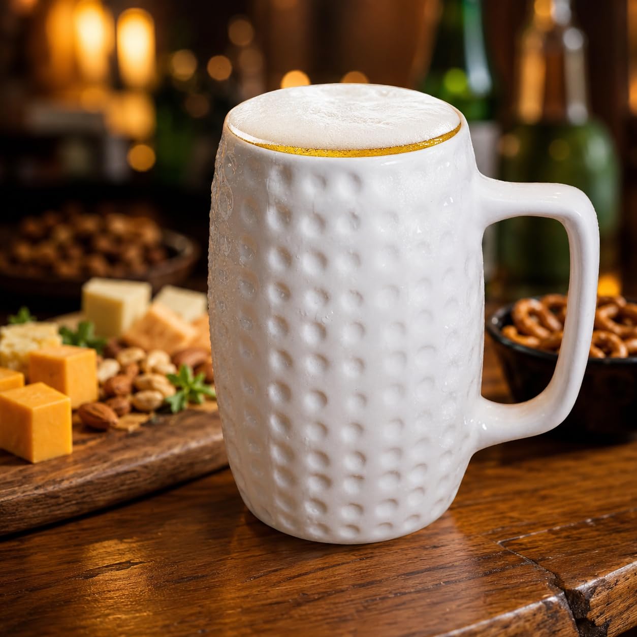 Kunhar Ceramic Beer Mug, 2 Pieces 800 ml, White