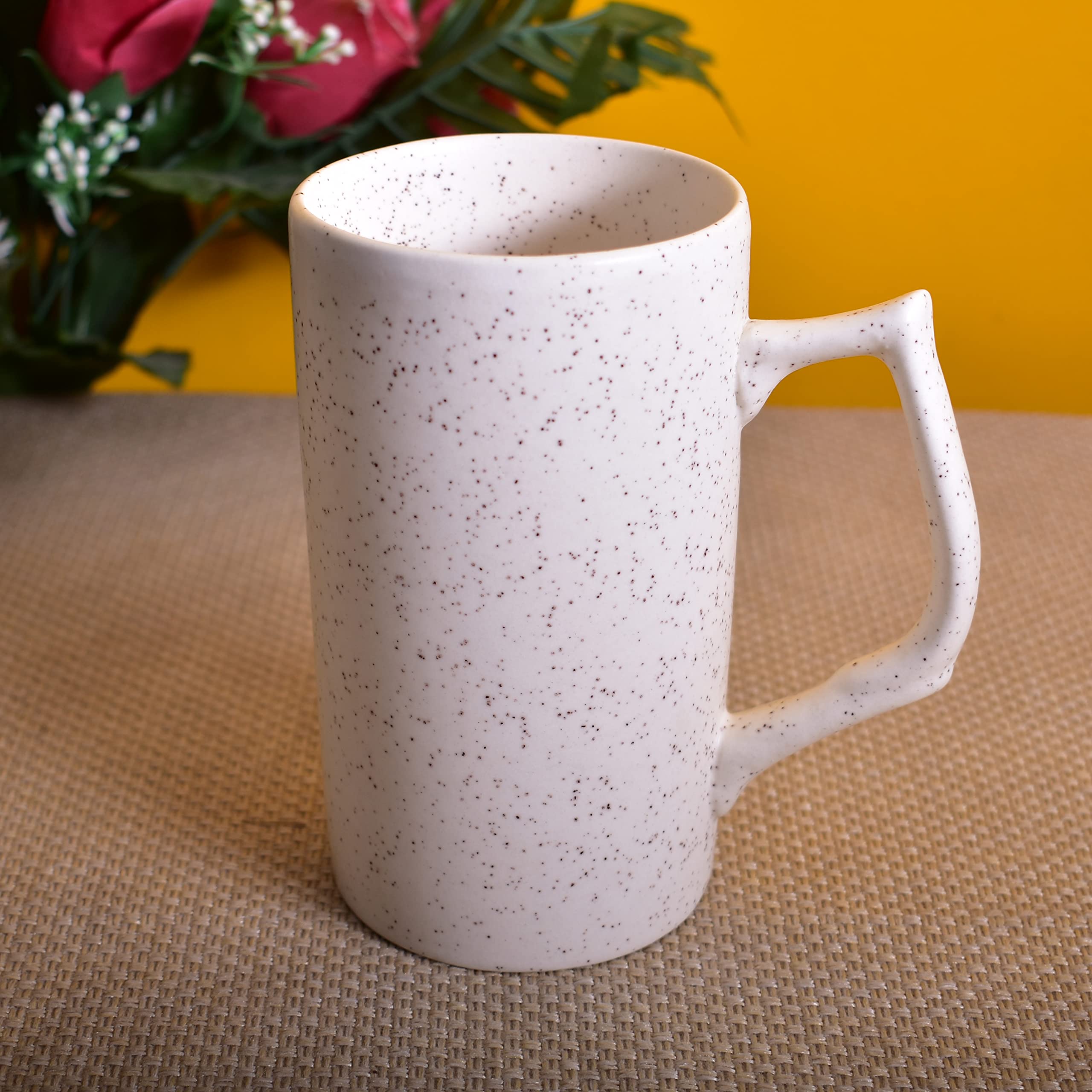 Kunhar Ceramic Beer Mug, 2 Pieces 600 Ml, White Matt