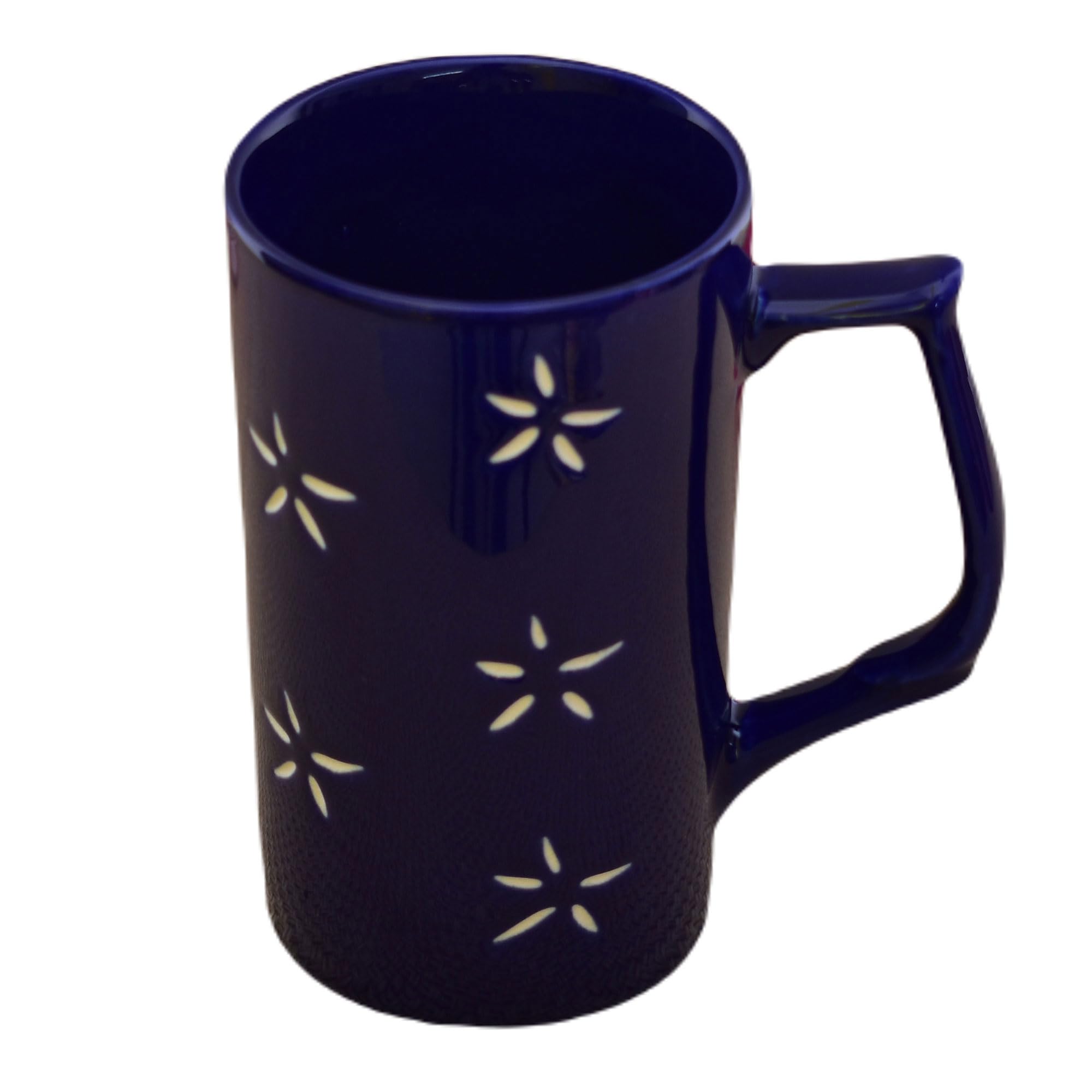 Kunhar Ceramic Beer Mug, Blue Star Design, 600 ml Capacity, 1 Piece