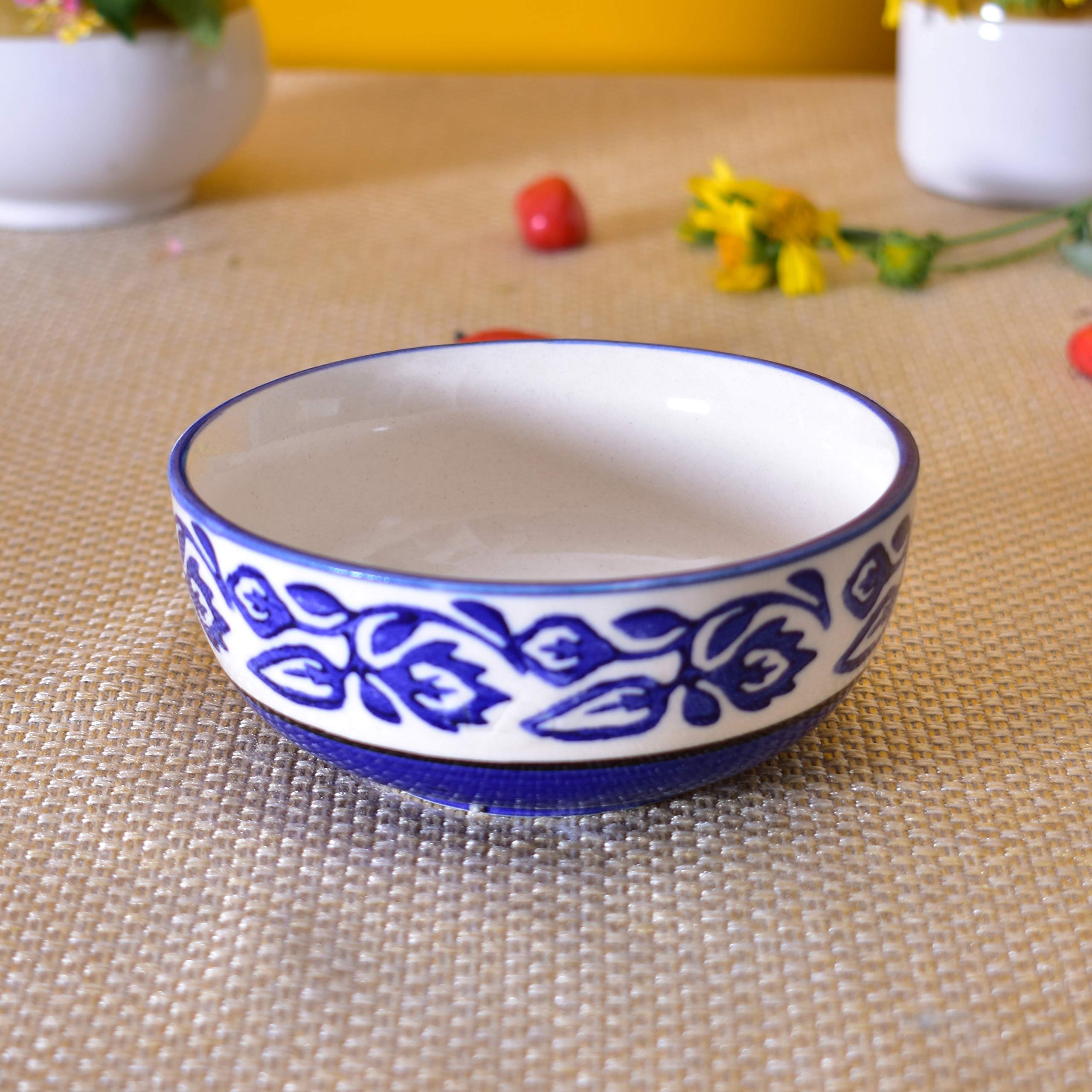 Kunhar Ceramic Serving Bowls (Blue Vine, 1500 ml) - 1 Piece - Image 3