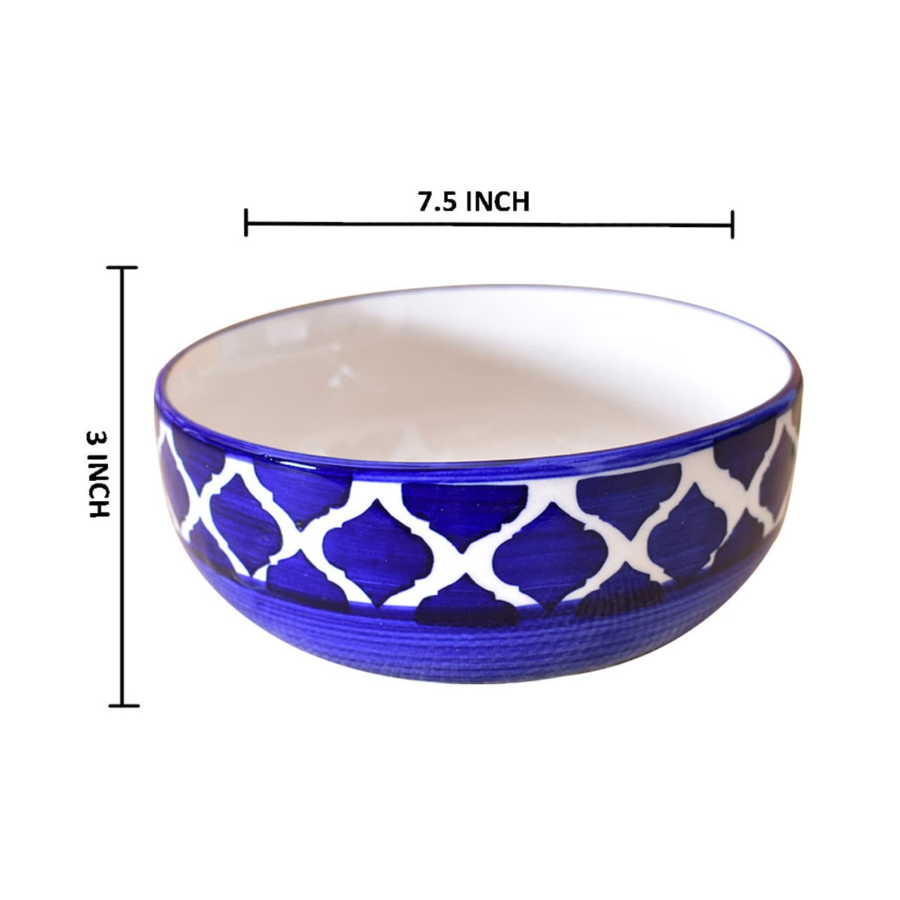 Kunhar Ceramic Serving Bowls (Blue Umrao, 1500 ml) - 1 Piece - Image 2