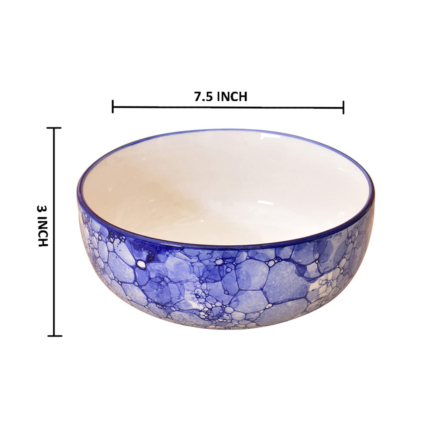 Kunhar Ceramic Serving Bowls (Blue Luster, 1500 ml) - 1 Piece - Image 2