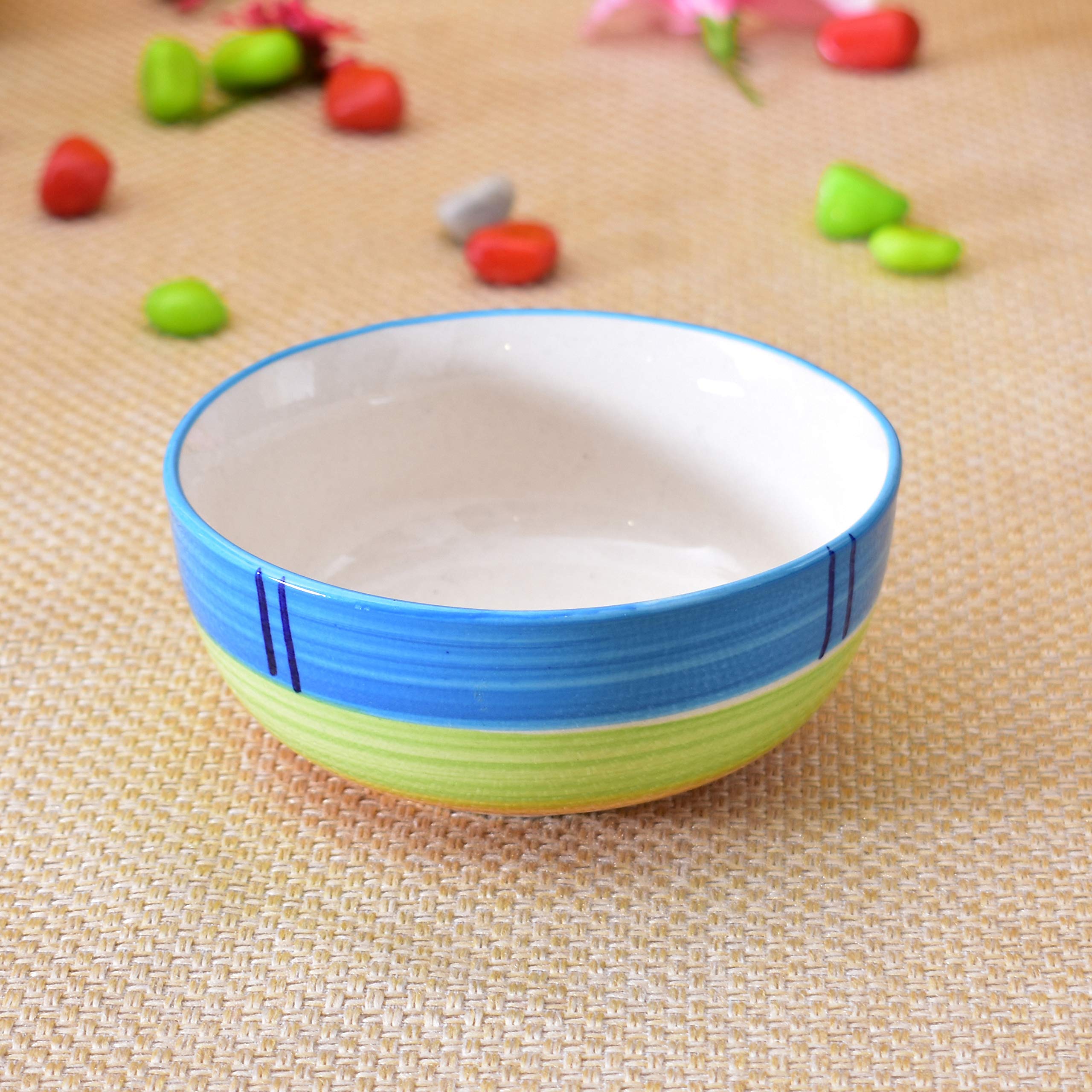 Kunhar Ceramic Serving Bowls (Green, 1500 ml) - 1 Piece