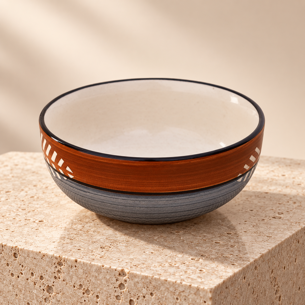 KunhaR Ceramic Serving Bowl, 600 ml, Brown Grey, Multipurpose Bowl for Mixing, Serving, Salad, Pasta & Snacks, 1 Piece - Image 6