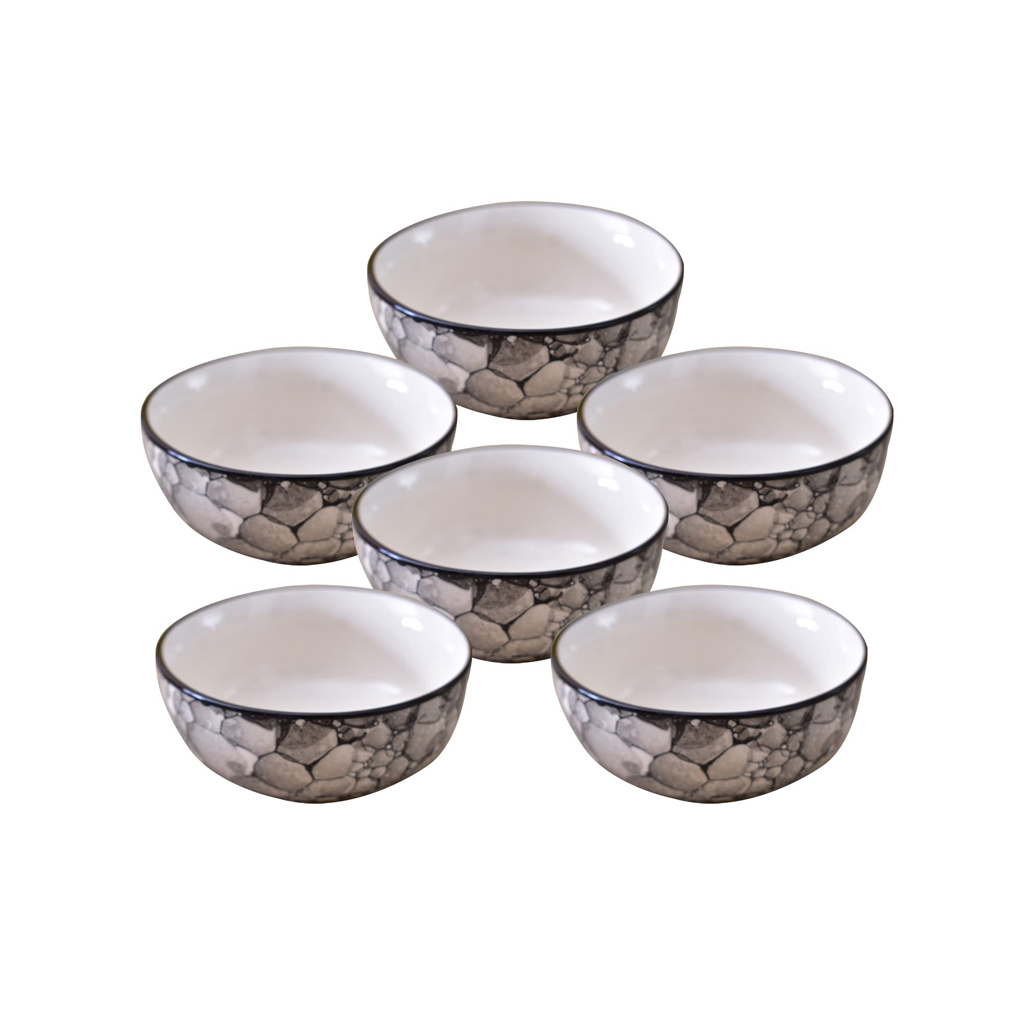 Kunhar Ceramic Hand Painted Dessert Bowls - 200 Ml, 6 Pieces, Blue Luster — product view 1