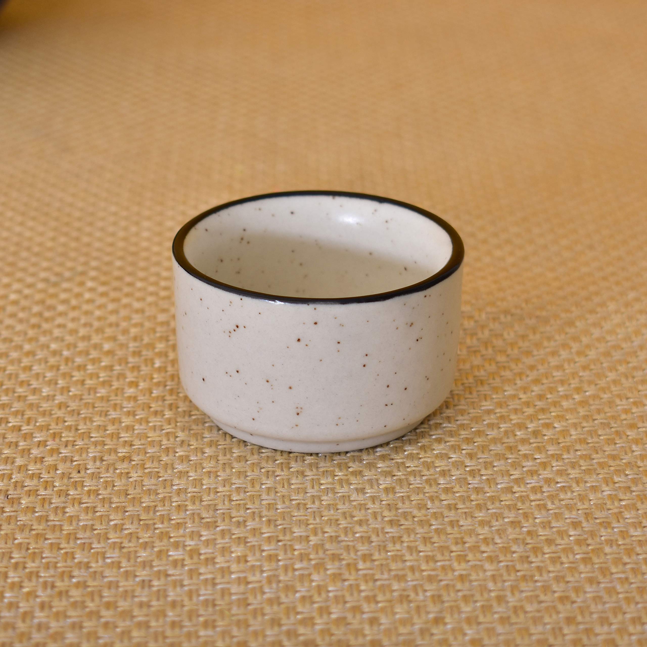 Kunhar Ceramic Sauce Holder - 56 ML, 6 Pieces, White Matt Black Border - Image 3
