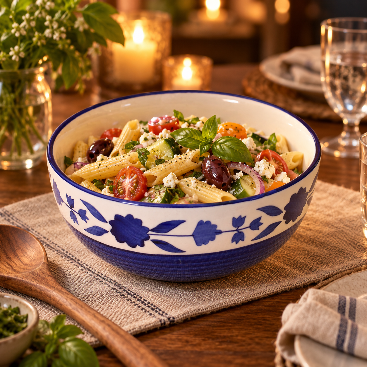 KunhaR Ceramic Serving Bowl, 600 ml, Blue Flower, Multipurpose Bowl for Mixing, Serving, Salad, Pasta & Snacks, 1 Piece - Image 3