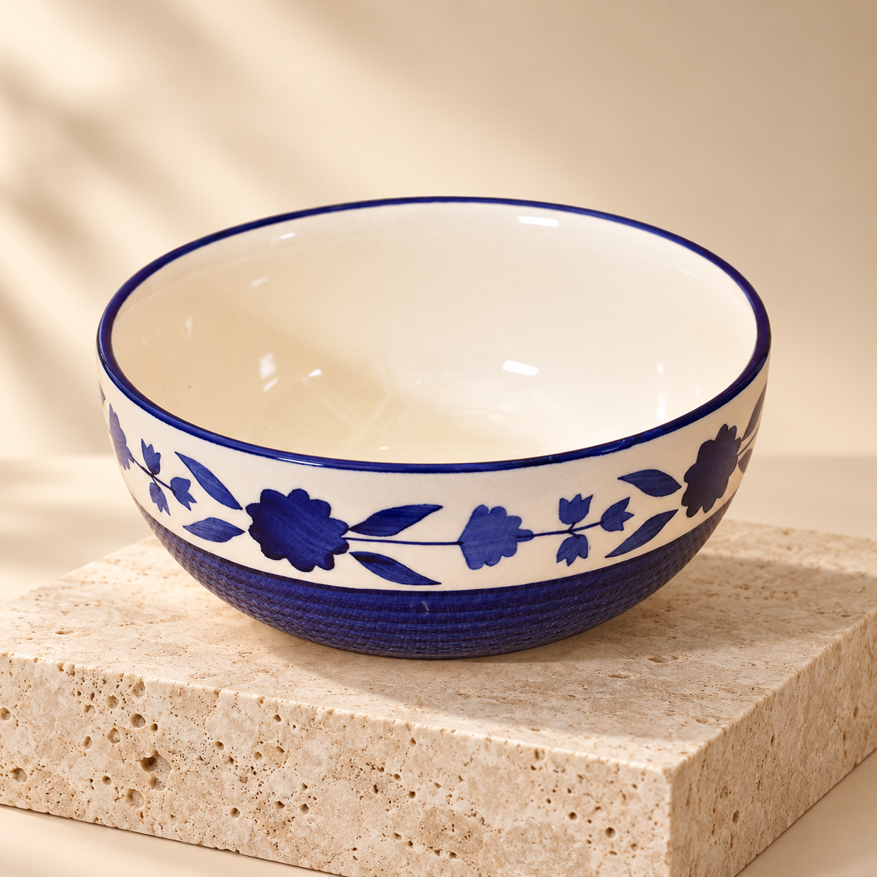 KunhaR Ceramic Serving Bowl, 600 ml, Blue Flower, Multipurpose Bowl for Mixing, Serving, Salad, Pasta & Snacks, 1 Piece - Image 6