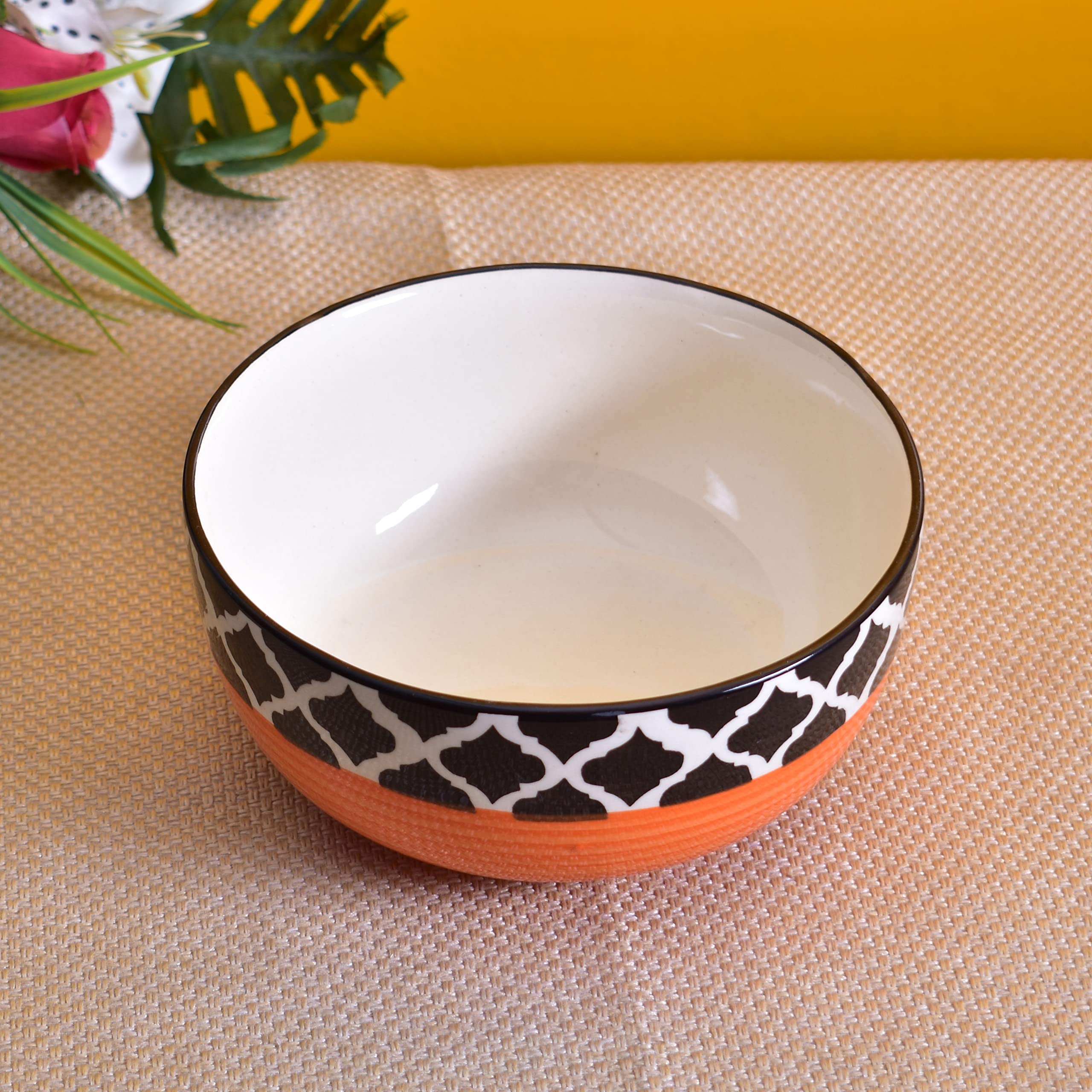 Kunhar Ceramic Bowl - 600 ML, 1 Piece, Red Chidi - Image 3