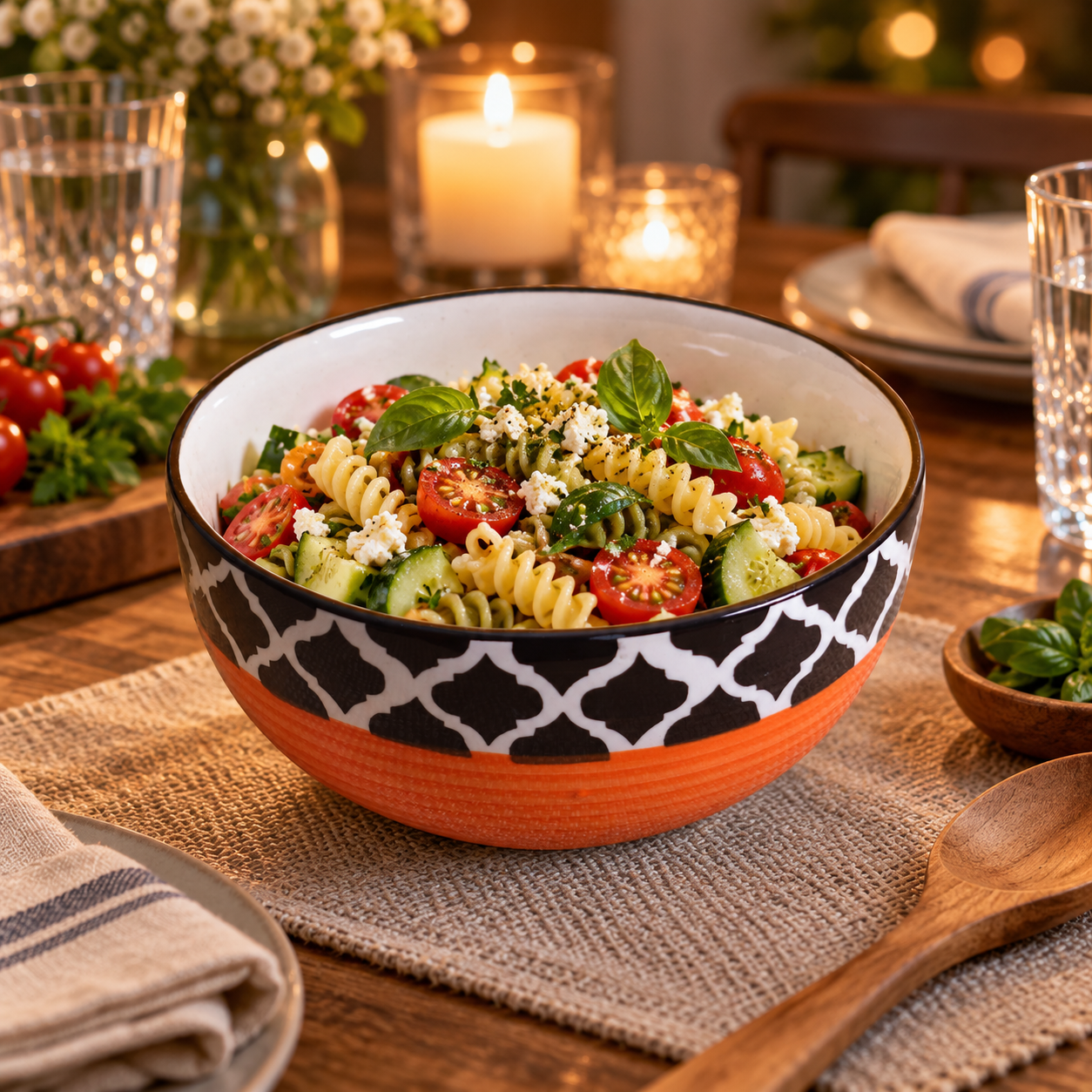 KunhaR Ceramic Serving Bowl, 600 ml, Red Chidi, Multipurpose Bowl for Mixing, Serving, Salad, Pasta & Snacks, 1 Piece - Image 3
