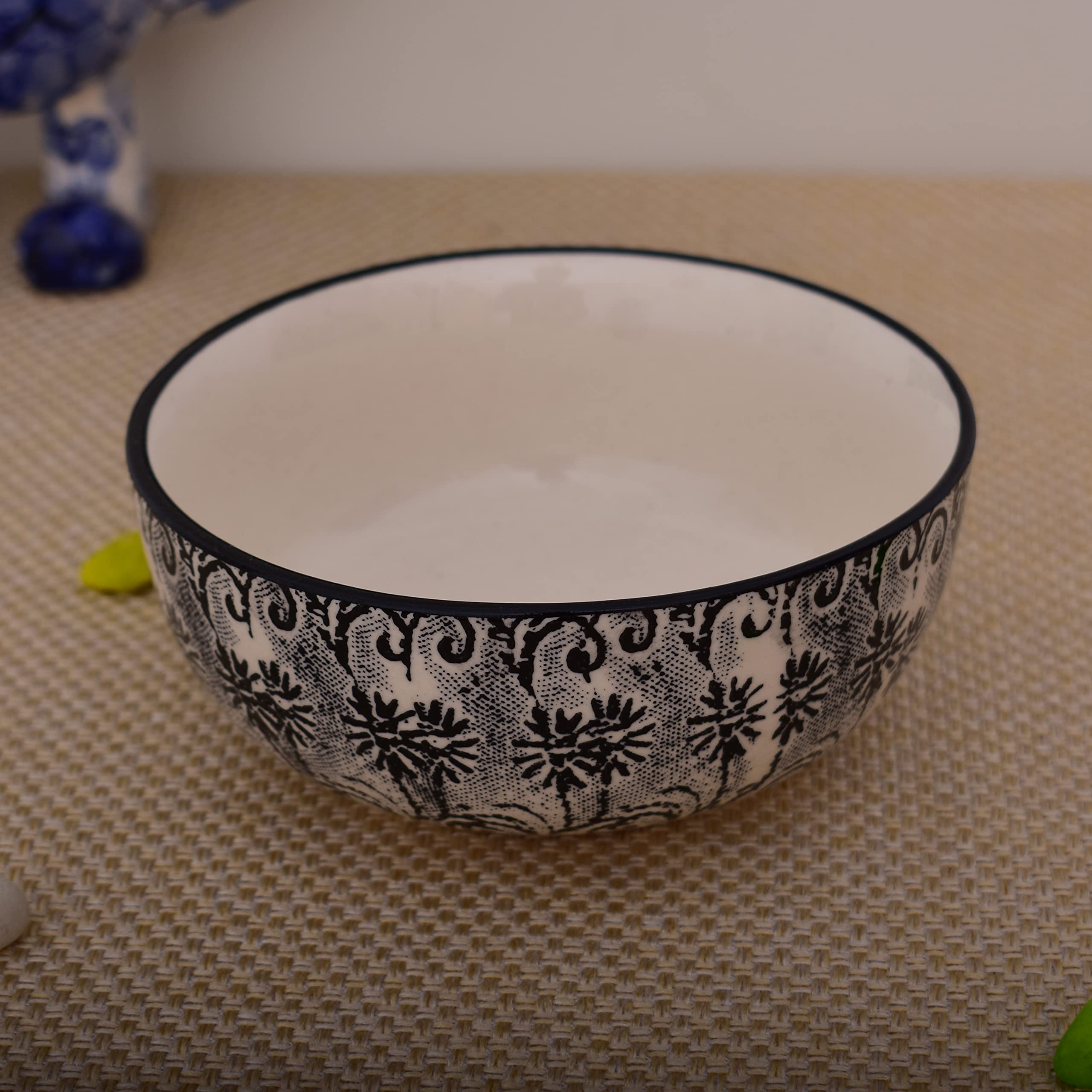 Kunhar Ceramic Bowls - 600 Ml, 1 Piece, White Black - Image 3