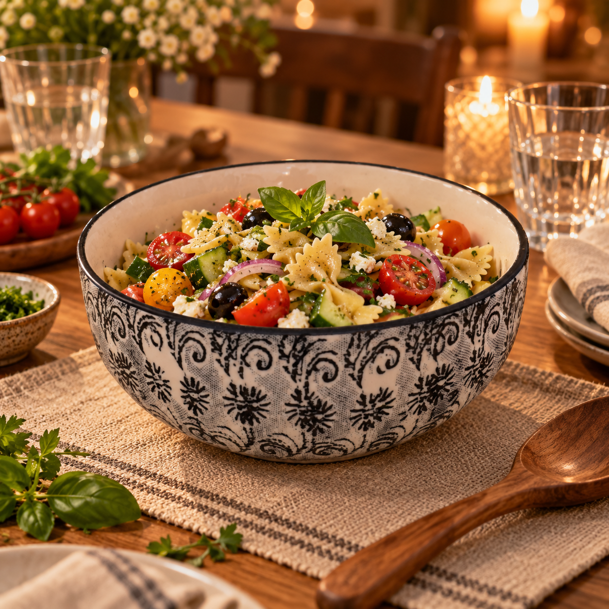 KunhaR Ceramic Serving Bowl, 600 ml, White Black, Multipurpose Bowl for Mixing, Serving, Salad, Pasta & Snacks, 1 Piece - Image 3