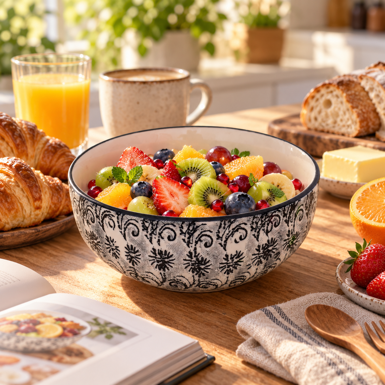 KunhaR Ceramic Serving Bowl, 600 ml, White Black, Multipurpose Bowl for Mixing, Serving, Salad, Pasta & Snacks, 1 Piece - Image 5
