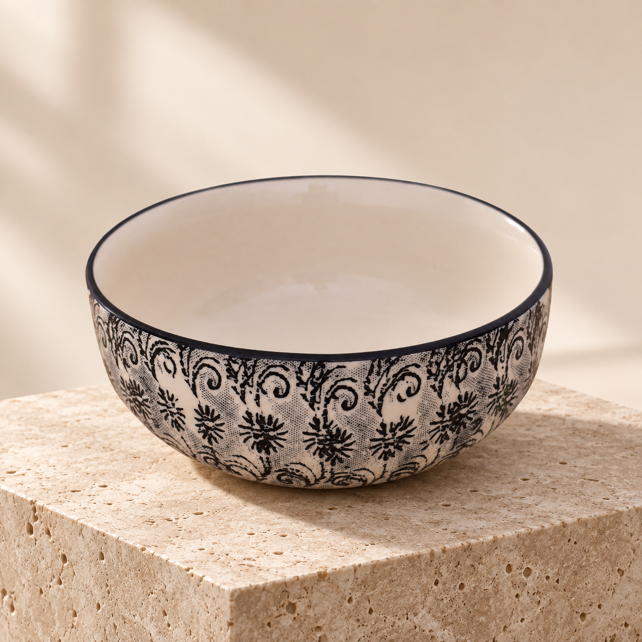 KunhaR Ceramic Serving Bowl, 600 ml, White Black, Multipurpose Bowl for Mixing, Serving, Salad, Pasta & Snacks, 1 Piece - Image 6