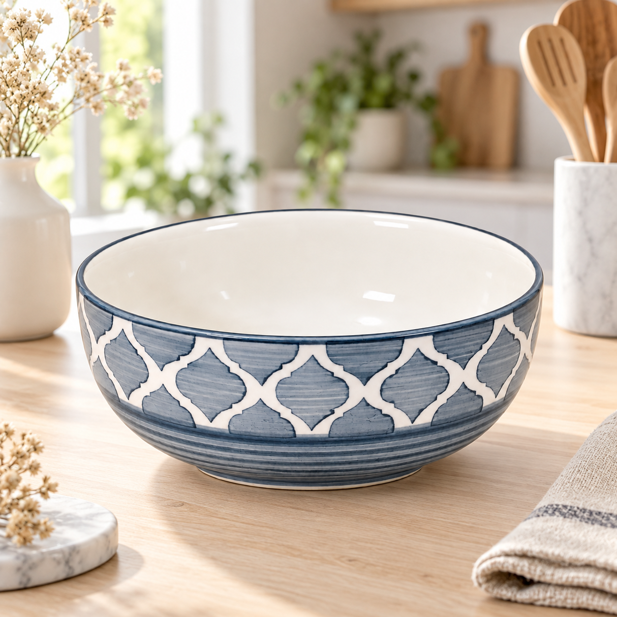 KunhaR Ceramic Serving Bowl, 600 ml, Grey, Multipurpose Bowl for Mixing, Serving, Salad, Pasta & Snacks, 1 Piece - Image 2