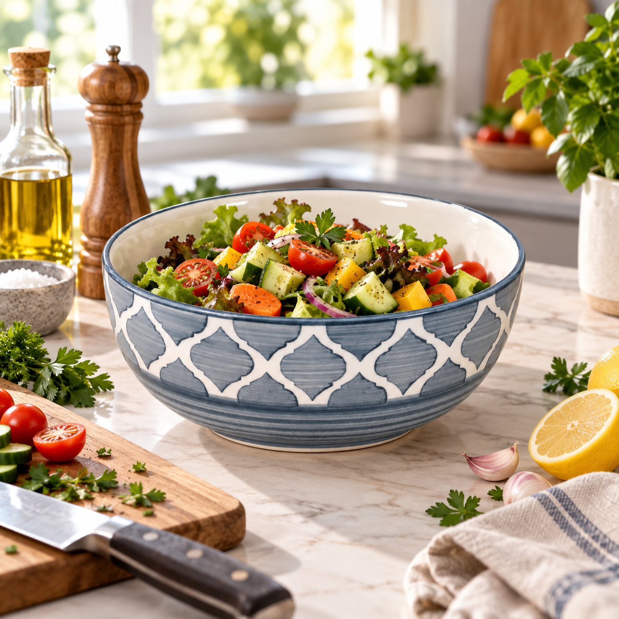 KunhaR Ceramic Serving Bowl, 600 ml, Grey, Multipurpose Bowl for Mixing, Serving, Salad, Pasta & Snacks, 1 Piece - Image 4