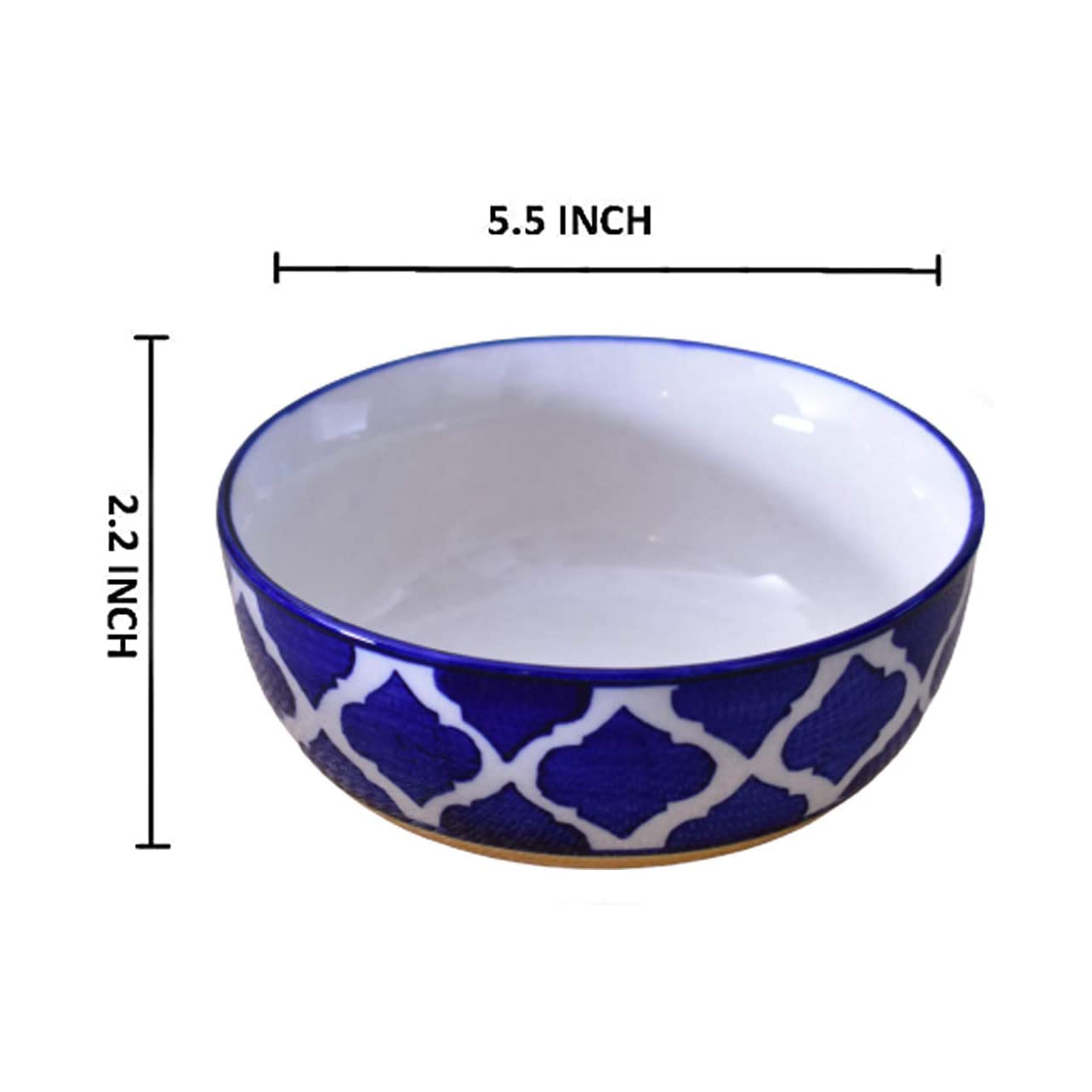 Kunhar Ceramic Serving Bowls (Blue Vine, 600 ml) - 1 Piece - Image 2