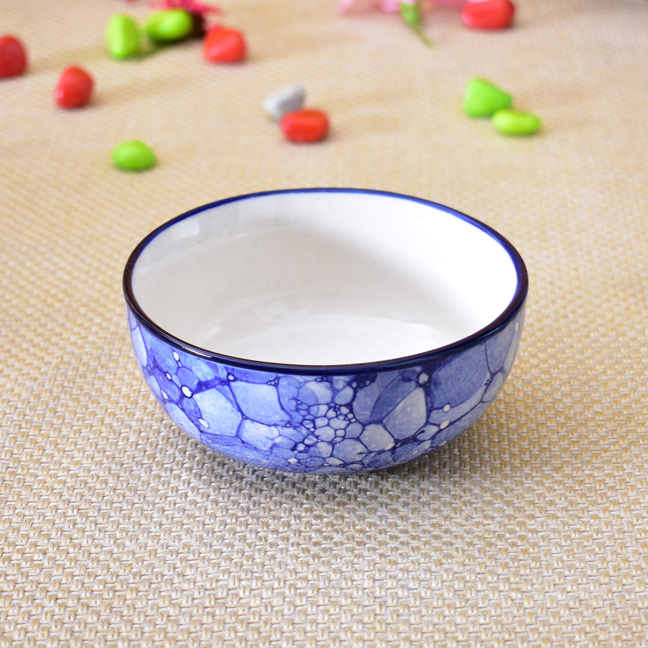 Kunhar Ceramic Serving Bowls (Blue Luster, 600 ml) - 1 Piece - Image 3